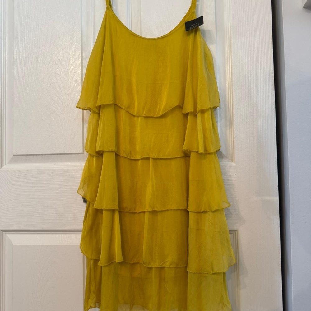 Chic Yellow Tiered Mini Dress